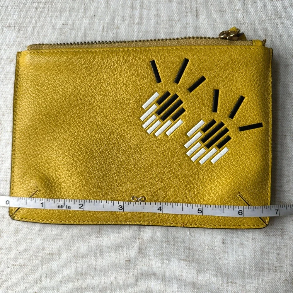 Anya Hindmarch Yellow Eyes Leather Pouch Crossbody Bag Detachable Gold Chain‎